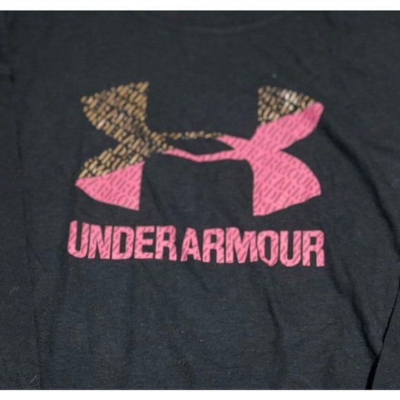 Under Armour black longsleeve shirt YXS NWT pink gold logo - Picture 2 of 2